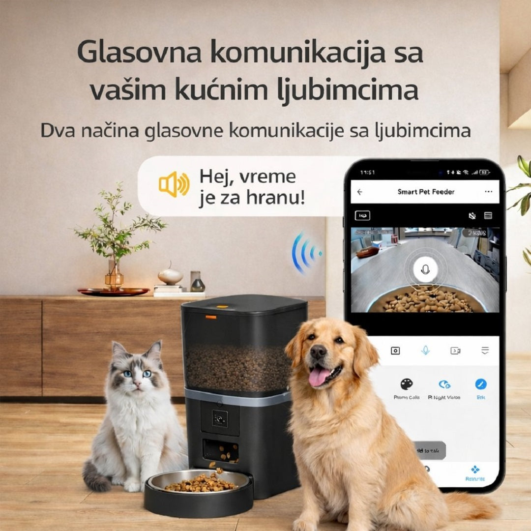 Pametna automatska hranilica za mačke i pse sa HD kamerom 6L